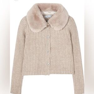 Mayoral Girls Faux Fur Collar Cardigan Size 6 – NWT